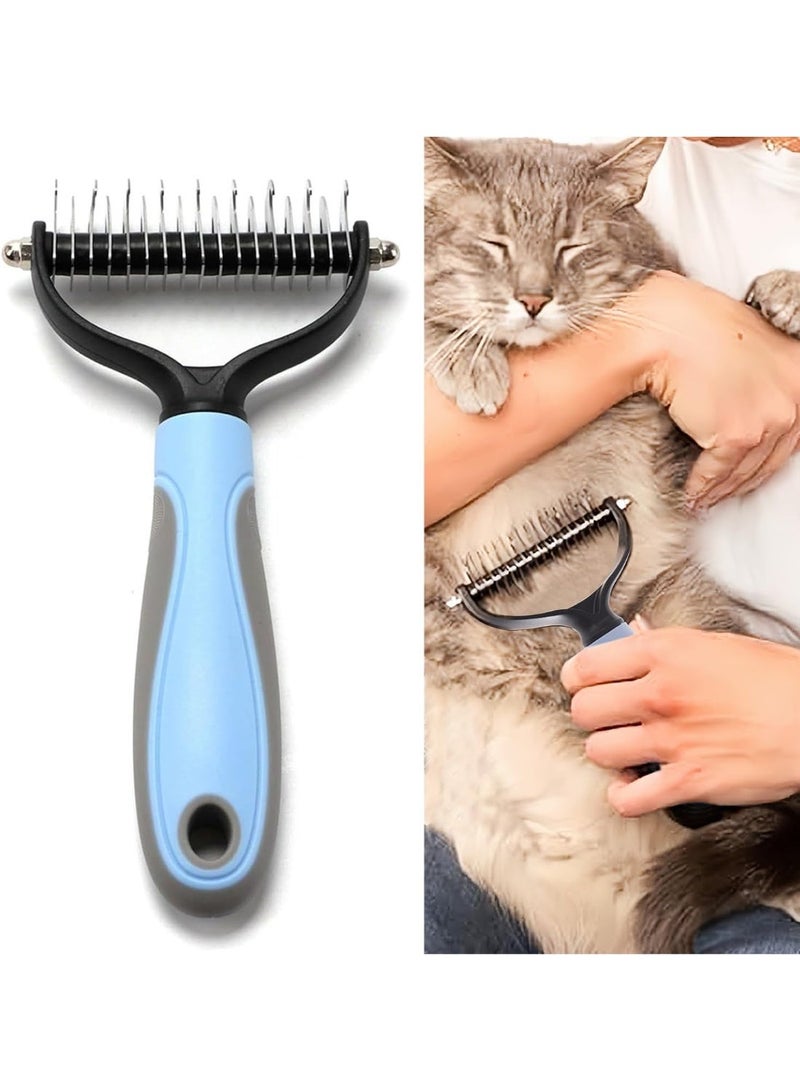 فيرست برو فرشاة تمشيط وإزالة تشابك الشعر للحيوانات الأليفة 2-في-1 – مشط مزدوج الجانب للكلاب والقطط لإزالة الفرو المتشابك والطبقة السفلية – شفرات من الفولاذ المقاوم للصدأ ومقبض مريح - Image 1